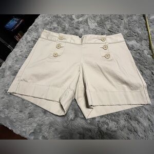 Express Editor Cream Sailor Button Shorts